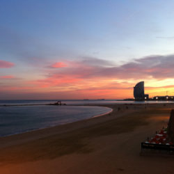 Barceloneta Beach beautiful sunset