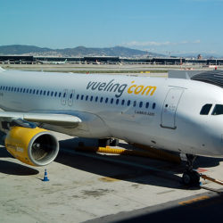 Airline Vueling Aeroplane waiting for Passengers
