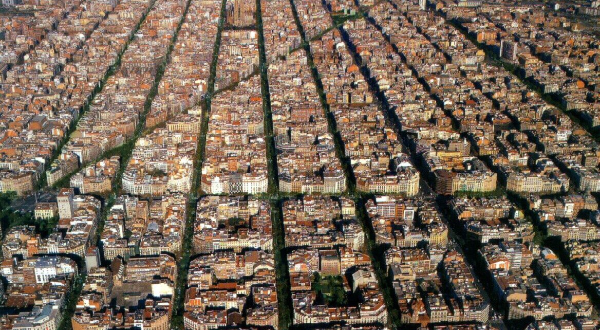 Sky view of Eixample Esquerra Barcelona spain