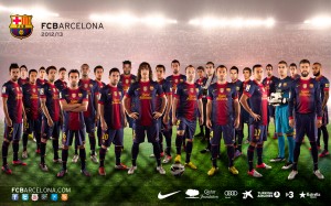 The full squad of FC Barcelona in the 2012-2013 season