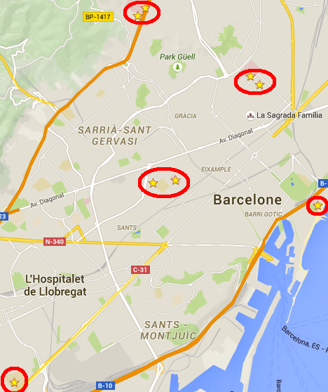 mapa hospitals barcelona