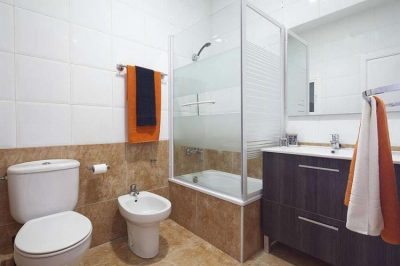 bathroom chic apartment with Scandinavian design 