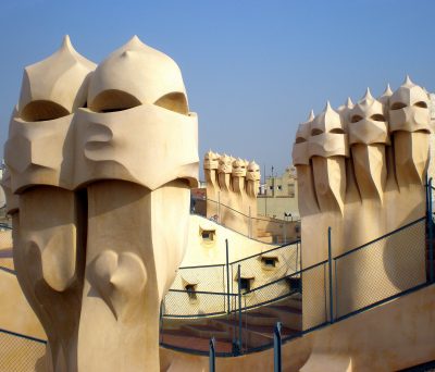 The chimneys in the rooftop 