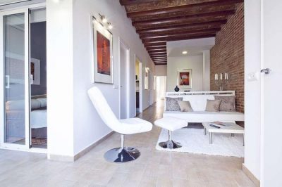 living room fancy apartment with terrace Barcelona